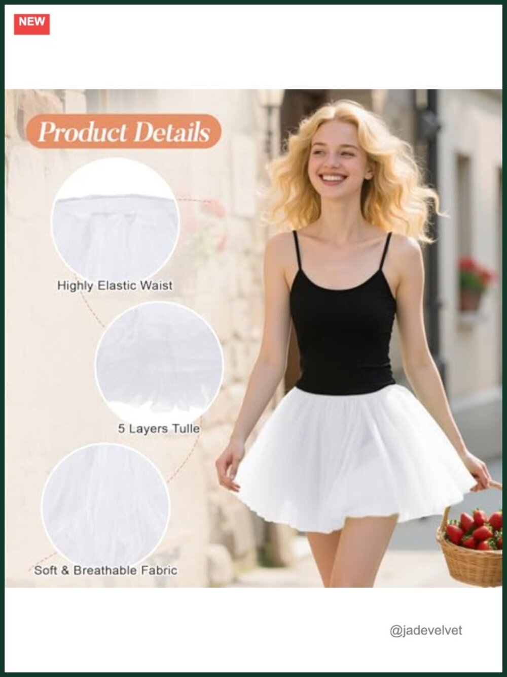 5-Layer Tulle Tutu Skirt Elastic Waist Dance Costume - Picture 3 of 6